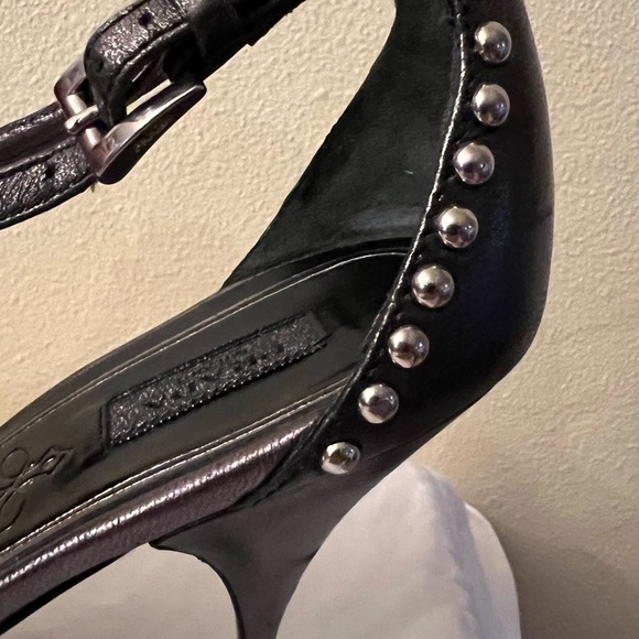 Prada Studded Ankle Strap Heels, Black, Size 39-1/2 (9-1/2 US,) GUC - Picture 11 of 15